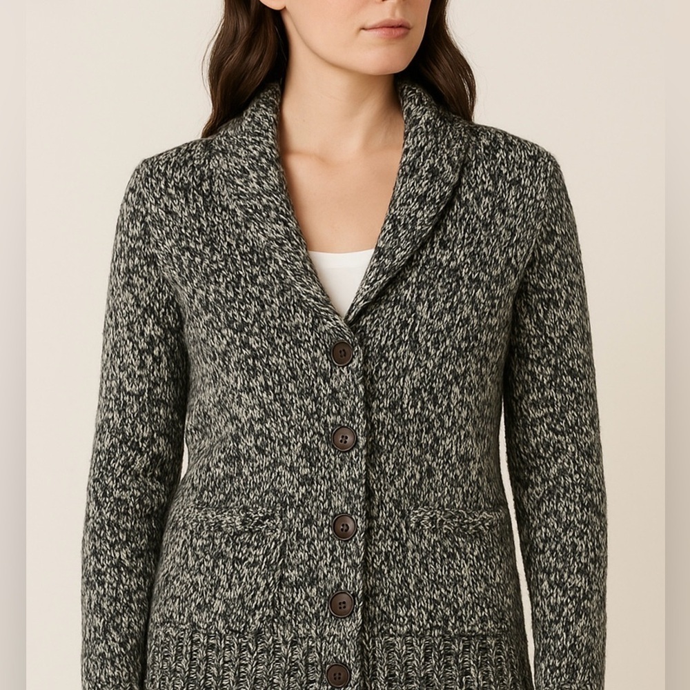 Life after denim gray black shawl collar cardigan sweater wool alpaca no size